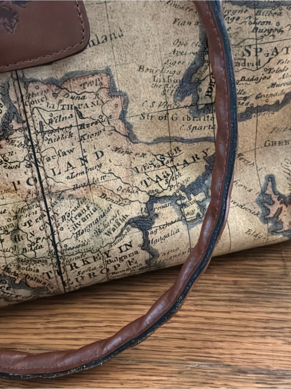 Patricia Nash Leather Map-Print Satchel - Picture 4 of 11